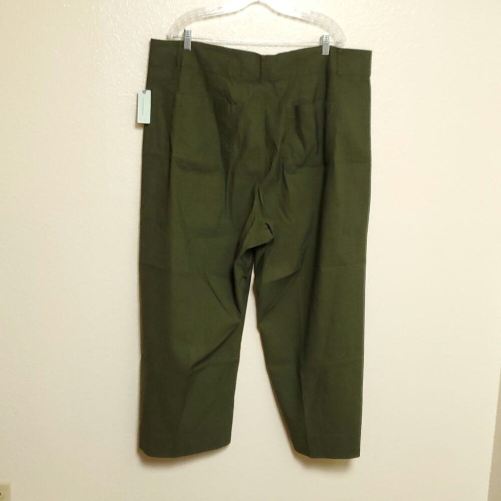 ANTHROPOLOGIE Plus Military Green Colette Linen Blend Wide Leg Pants Sz 24W - Picture 7 of 12